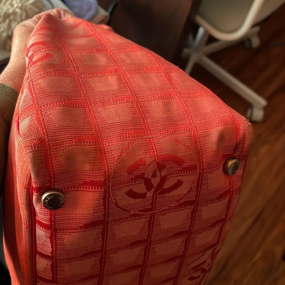 ❤️ Chanel Traveline Canvas Tote Bag Orange/Red - Picture 7 of 12